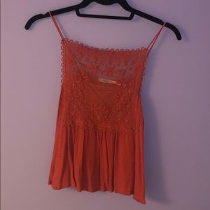 Pink Urban Outfitters Lace Panel Tank Top